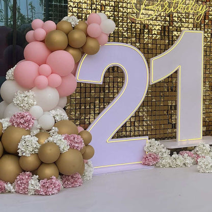 Gold and Pink Birthday Party Setup